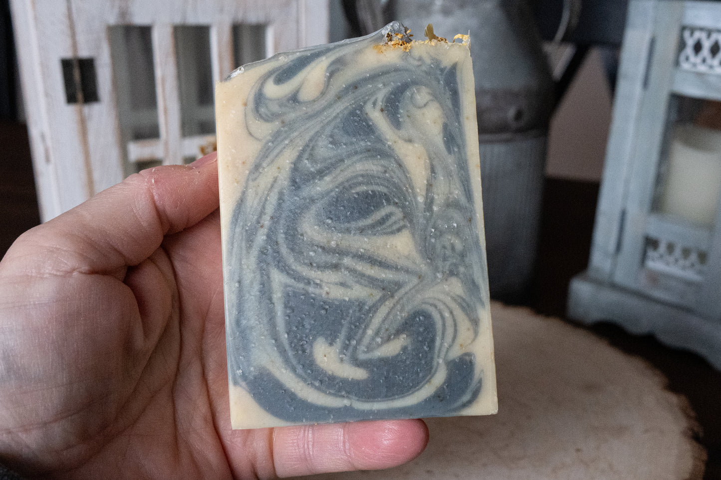 Calendula Soap with Charcoal and Goat Milk – Gentle Detox Bar, Natural Face & Body Soap, Sensitive Skin, Orange Patchouli Bergamot, Handmade
