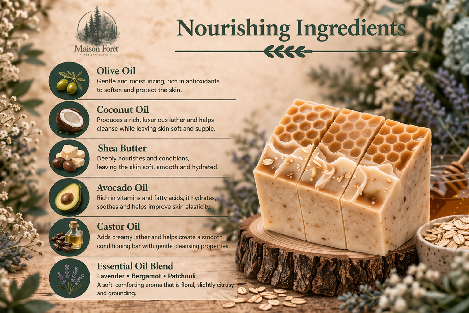 Honey Oat with Shea Butter Artisan Bar Soap