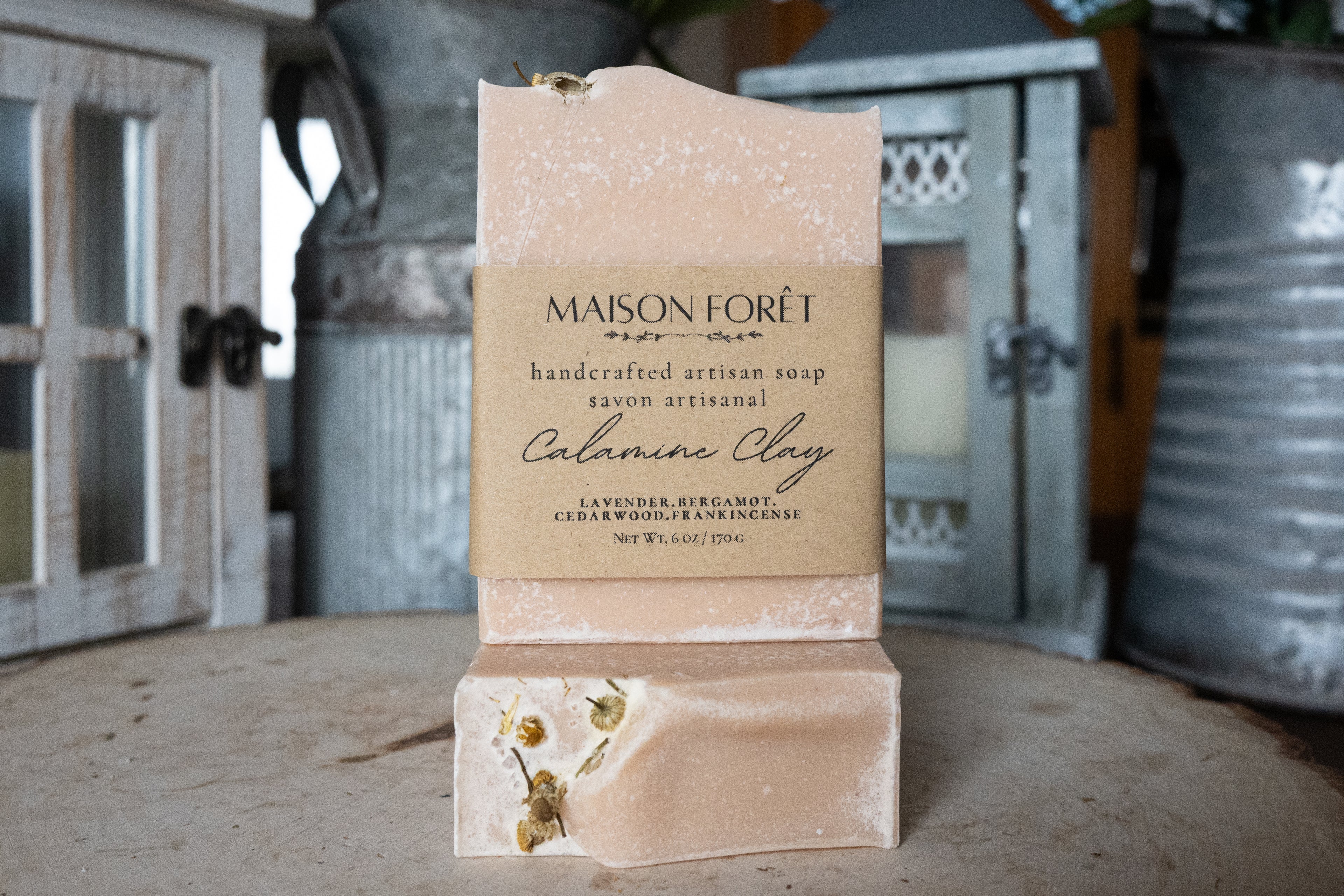 Calamine Clay with Oatmeal and Coconut Milk Artisan Bar Soap