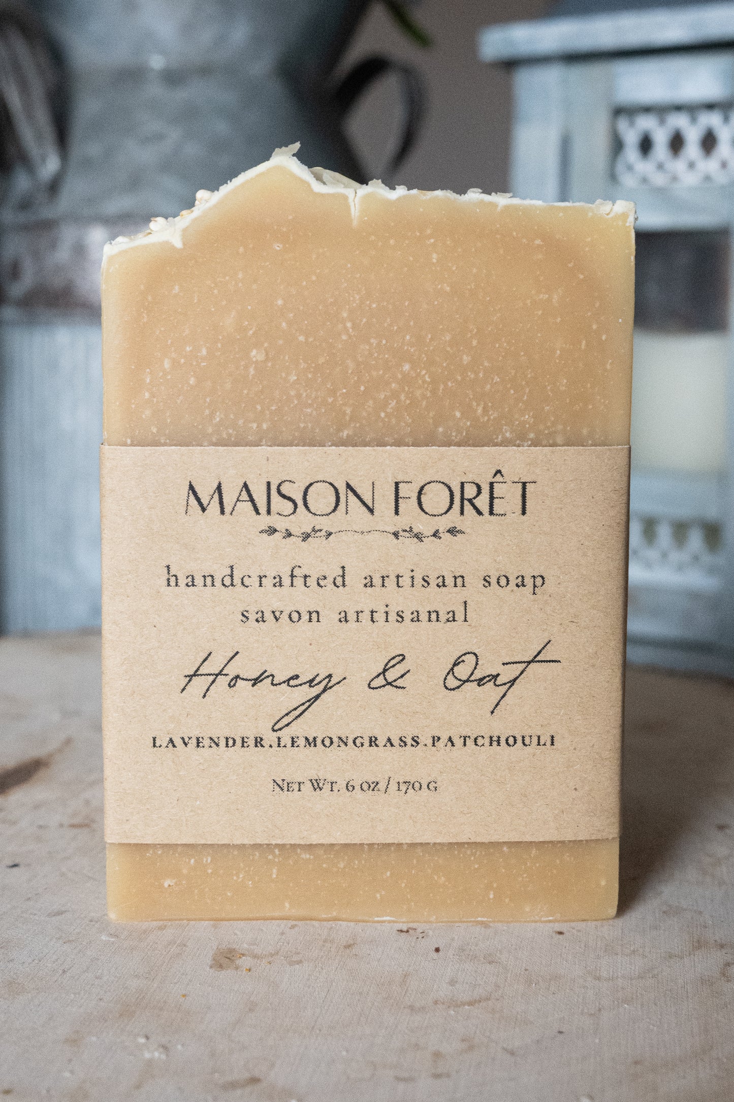Honey Oat Soap with Shea Butter – Gentle Moisturizing Bar, Sensitive Skin, Natural Face and Body Soap, Lavender Bergamot Patchouli
