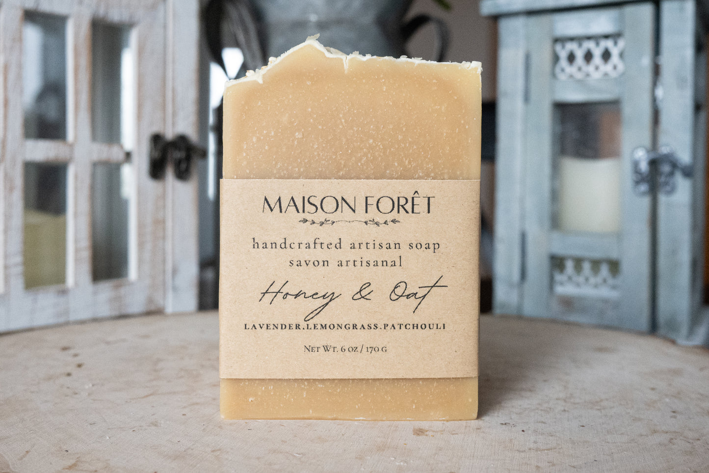 Honey Oat Soap with Shea Butter – Gentle Moisturizing Bar, Sensitive Skin, Natural Face and Body Soap, Lavender Bergamot Patchouli